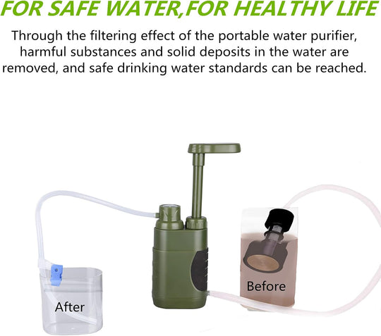 Portable Hand Pump Water Filter Camping Water Filter Survival