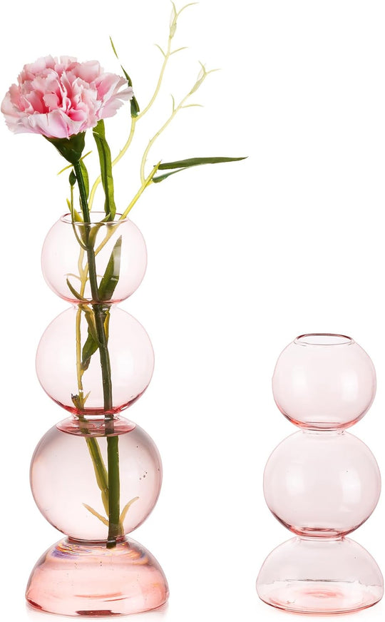 Glass Bubble Vases for Flowers 2pcs Unique Cute Single Flower Vase for Centerpieces