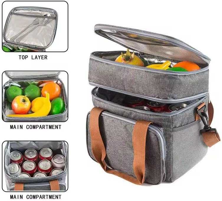 Double Layer Insulated Cooler Lunch Bag – 13L Large Capacity, Waterproof Thermal Bag