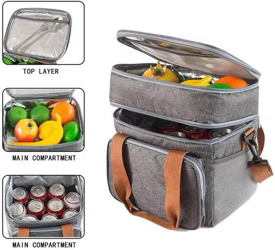 Double Layer Insulated Cooler Lunch Bag – 13L Large Capacity, Waterproof Thermal Bag