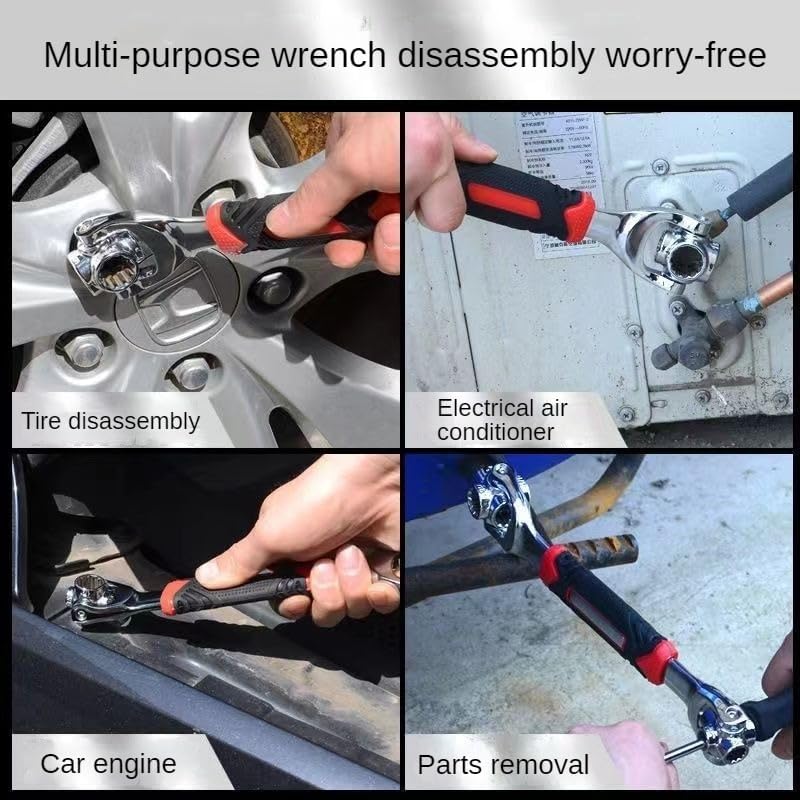 Universal Grip Wrench with 360° Rotating Socket Heads