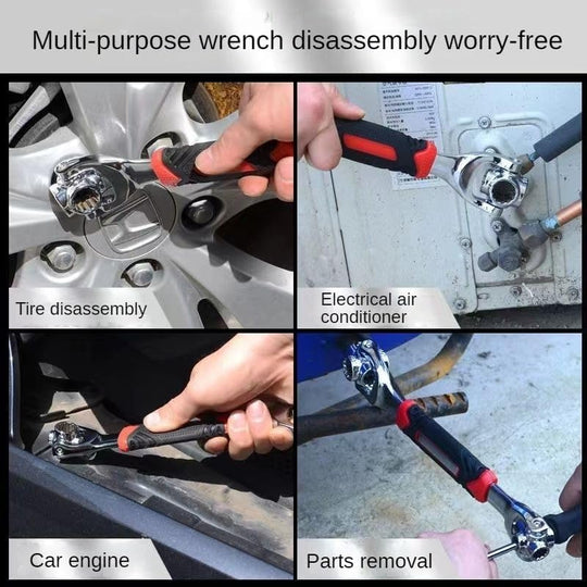 Universal Grip Wrench with 360° Rotating Socket Heads