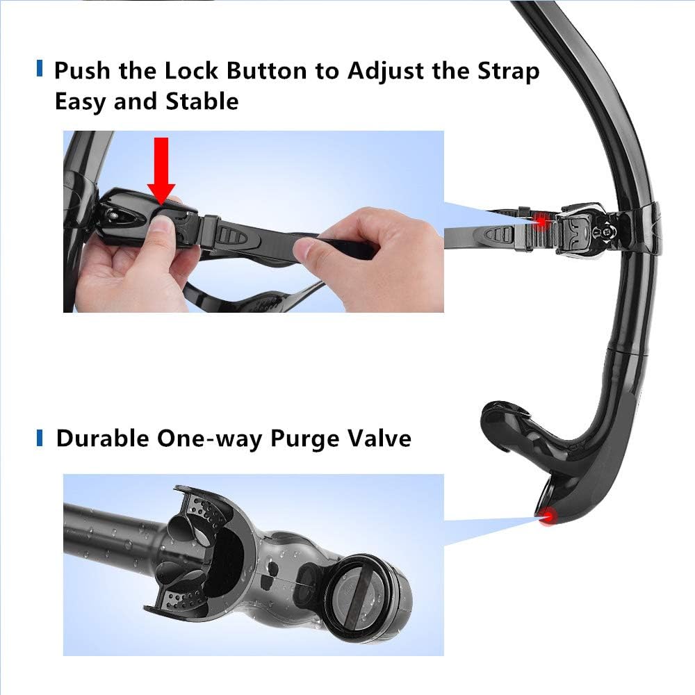 Adjustable Silicone Headband Small Resistance Large Caliber Front Snorkel for Swimming