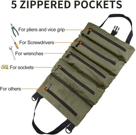 Multi Purpose Canvas Camping Gear Tool Roll Wrench Roll up Pouches Bag