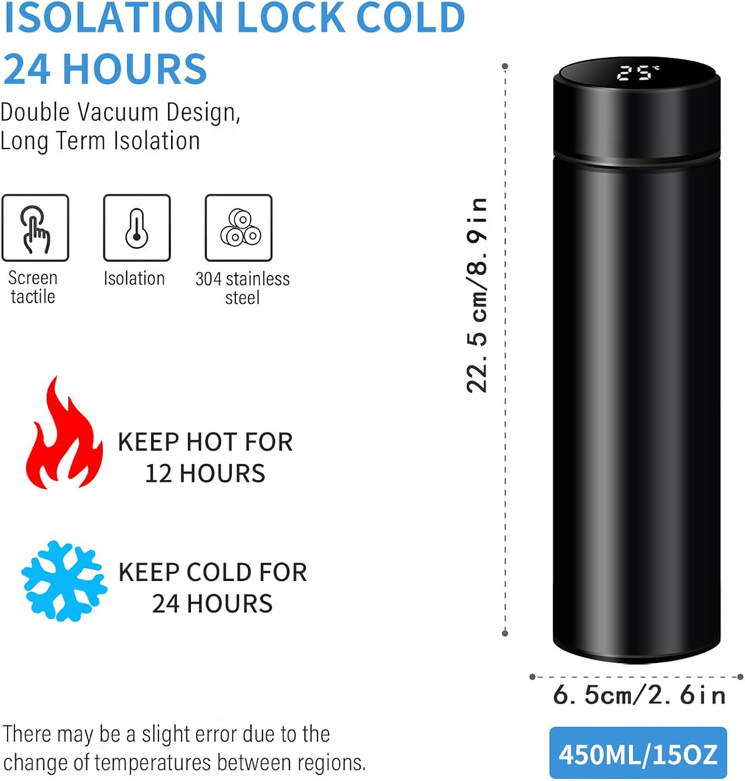 Steel Vacuum Flask,Travel Mug with Smart LCD Touch Screen, Keep Hot Or Cold