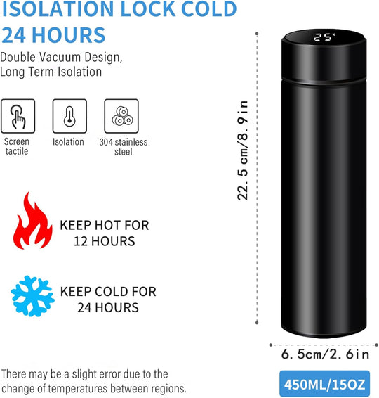 Steel Vacuum Flask,Travel Mug with Smart LCD Touch Screen, Keep Hot Or Cold