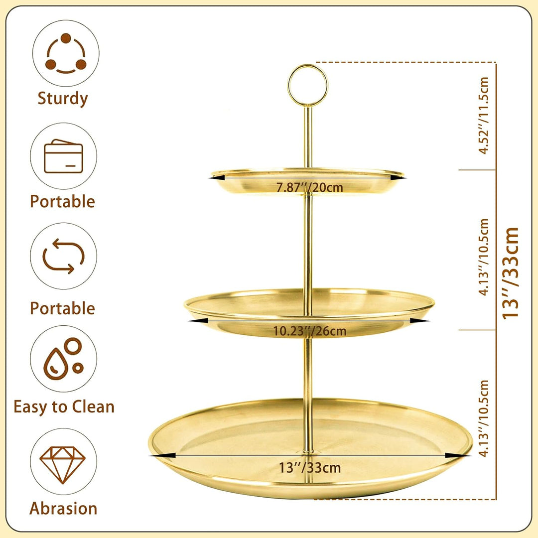 Cupcake Stand 3 Tier – Stainless Steel Cake & Dessert Display Tower for Wedding, Birthday, Party Decorations (MOQ 10 Sets)