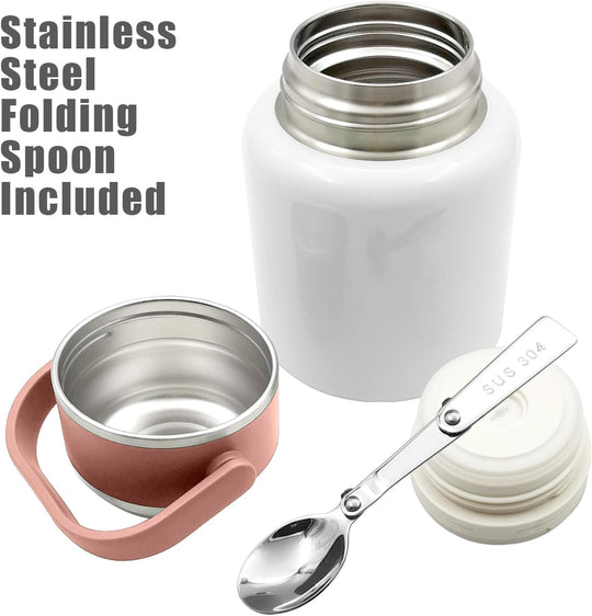 Vacuum Insulated Food Jar with Folding Spoon (MOQ 10 Sets)
