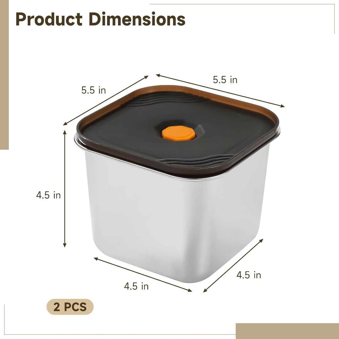 Stainless Steel Food Storage Containers with Lids, Leak-Proof Square Meal Prep Containers with Airtight Silicone Seal (MOQ 10 Sets)