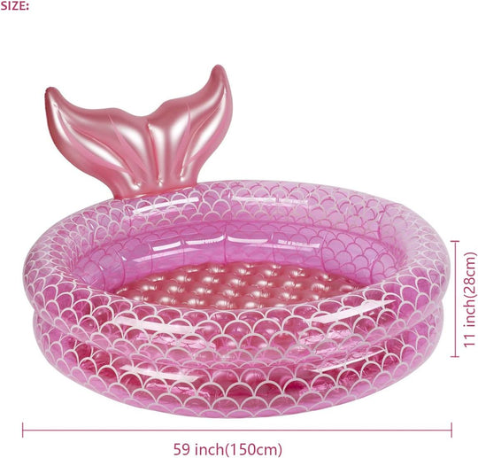 Inflatable Mermaid Kiddie Pool Round Blow up Kids Pool Toddler Swimming Pool (MOQ 10 Sets)