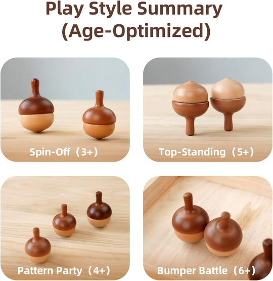 Handmade Wooden Spinning Tops Classic Sensory Educational Toys