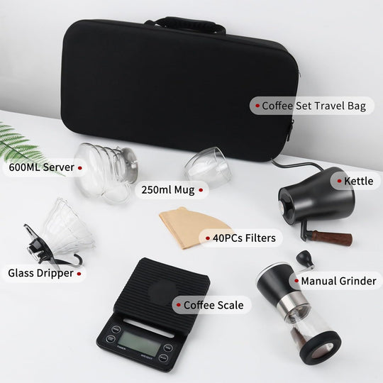 Portable coffee Set - Manual Coffee Grinder, Coffee Dripper Set, Gooseneck Kettle (MOQ 10 Sets)