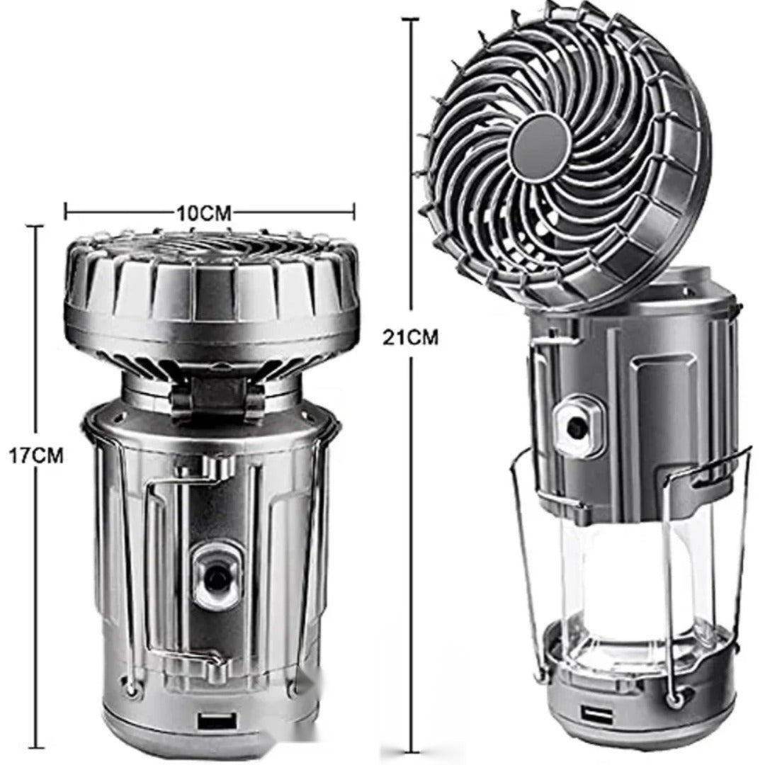 Solar camping lantern with fan size dimensions