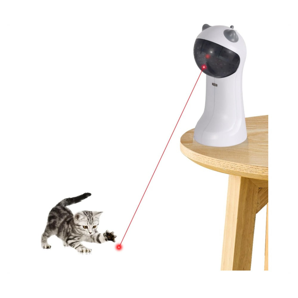 VIGOR automatic cat laser toy on a table projecting a red dot for a kitten