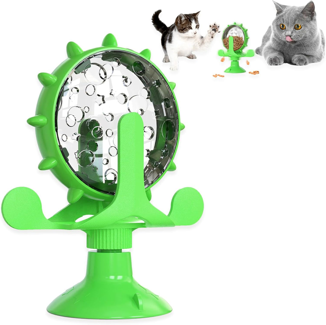 Cat Interactive Feeder Pet Food Toys Feeder 360° Degree Rotating Food Leakage Device (MOQ 10 Sets)