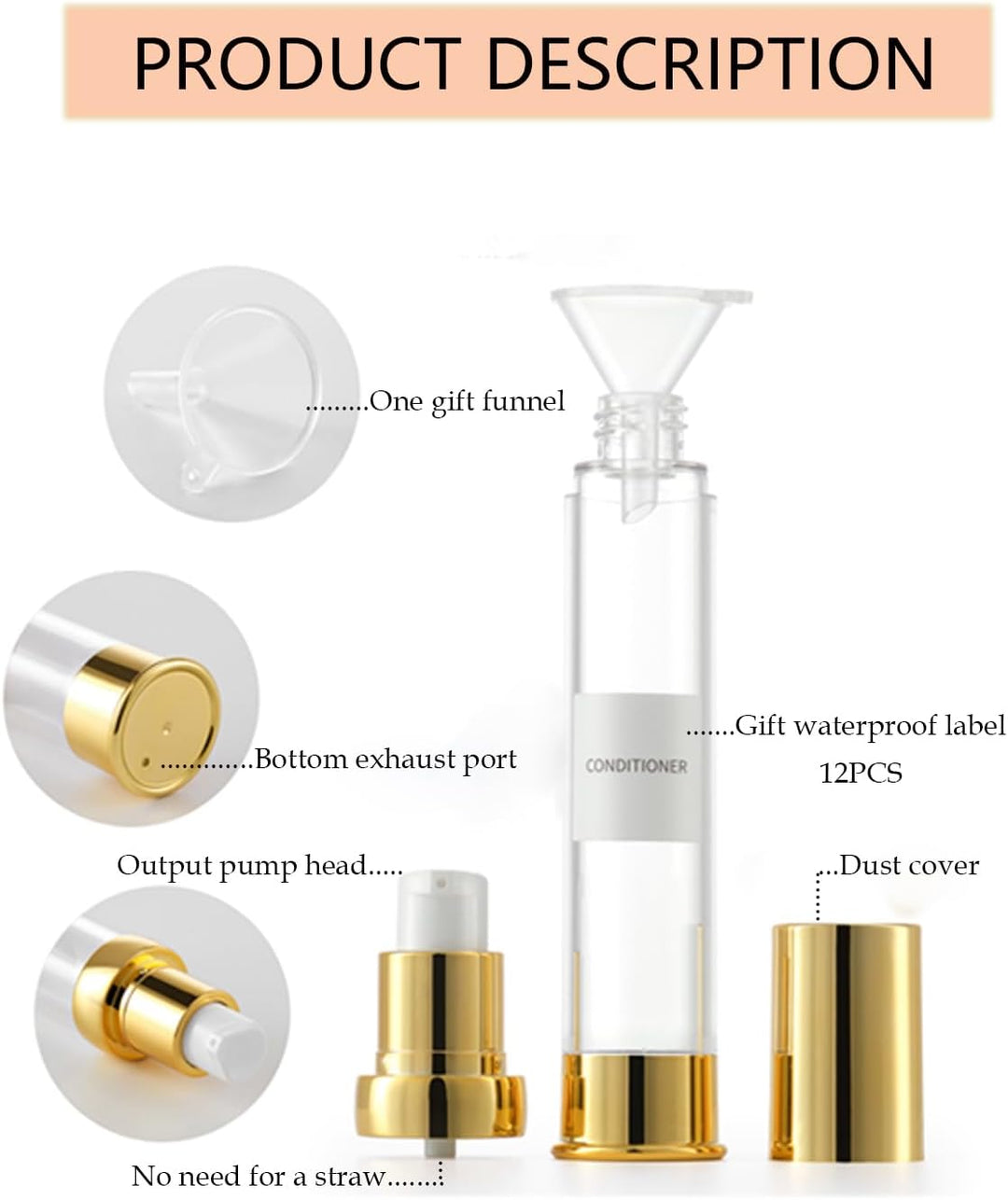 Vacuum Bottles for Liquids Refillable Empty Cosmetic Pump