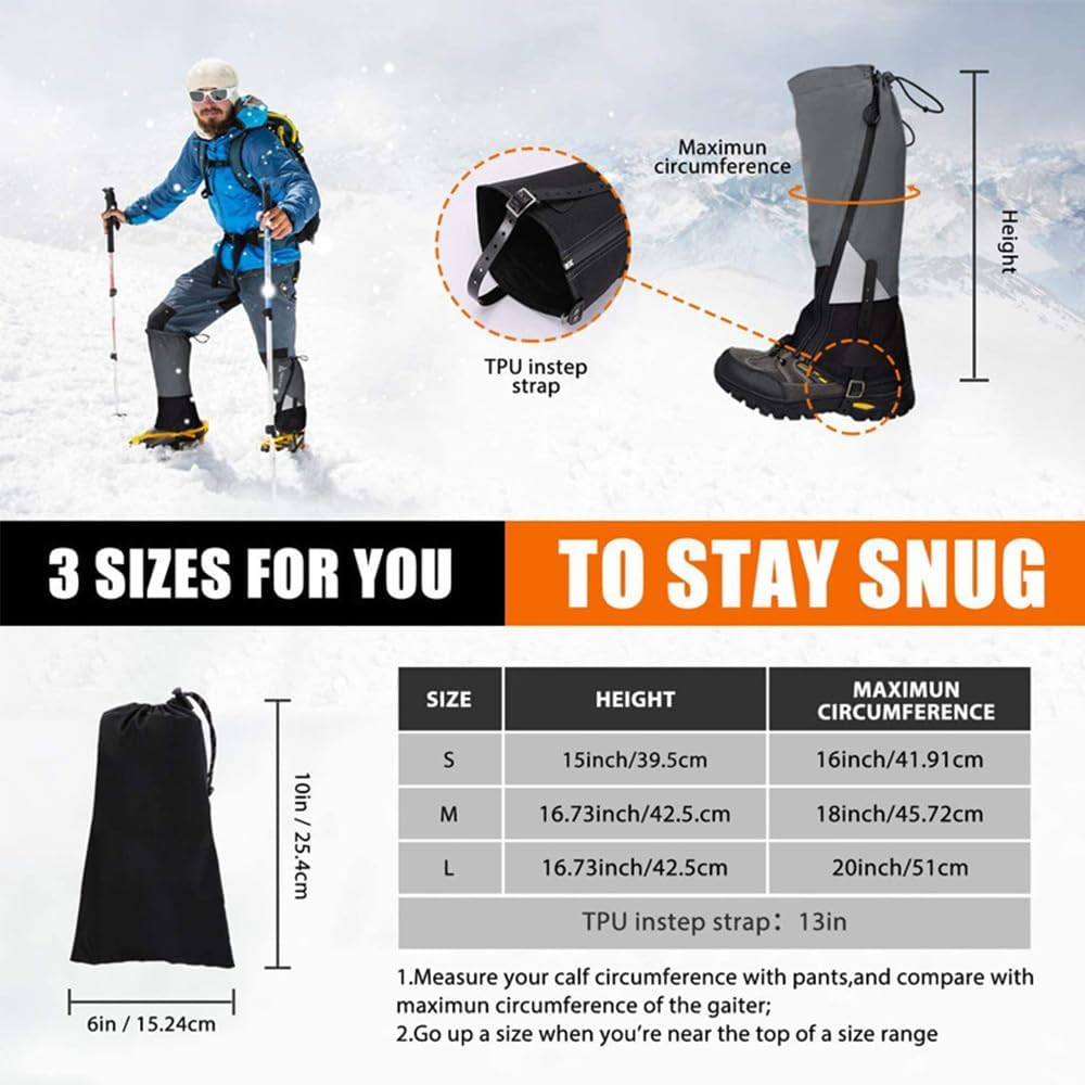 Snake Proof Leg Gaiters – Waterproof Lightweight Nylon Snake Bite Protection Guards for Outdoor Hiking & Climbing