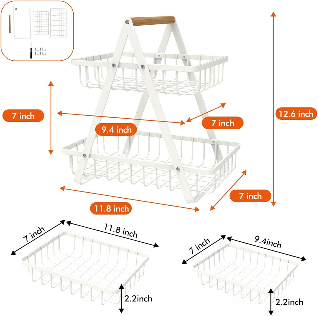 Countertop Fruit Basket,Portable Fruit Bowle for Kitchen Organizer 2 Tier Storage