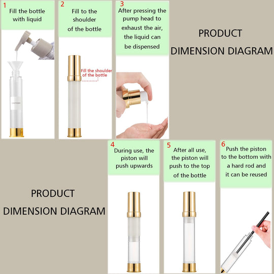 Vacuum Bottles for Liquids Refillable Empty Cosmetic Pump
