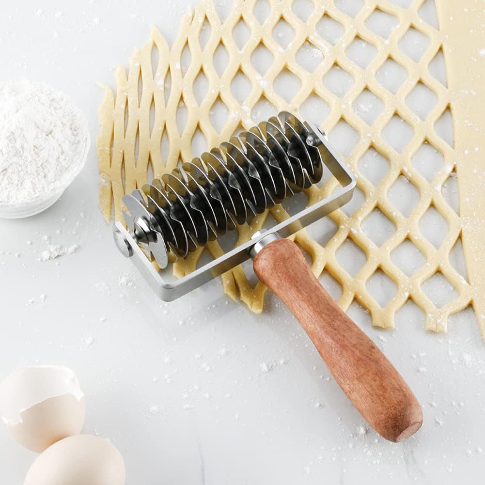 Stainless Steel Dough Lattice for Pie Pizza Bread beef wellington Pastry Crust Roller Cutter