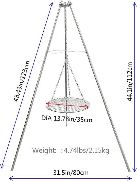 Stainless Steel Campfire Tripod Stand – Portable Outdoor Cooking Pot Support for Camping, BBQ & Picnic Grilling