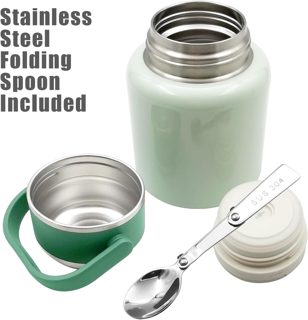 Vacuum Insulated Food Jar with Folding Spoon (MOQ 10 Sets)