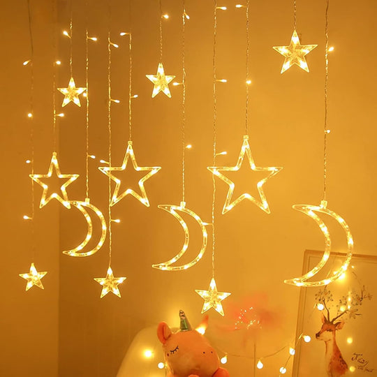 ✨ VIGOR Moon & Star LED Curtain Lights – Enchanting Fairy String Lights