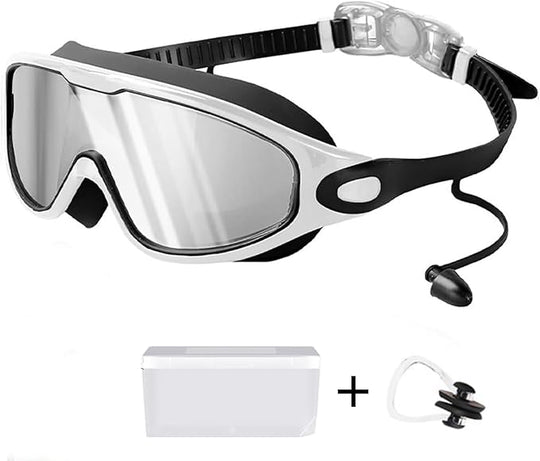 Swimming Goggles Large Frame HD Adjustable Frame UV Protection Silicone Anti-Fog Anti-UV Glasses (MOQ 10 Sets)