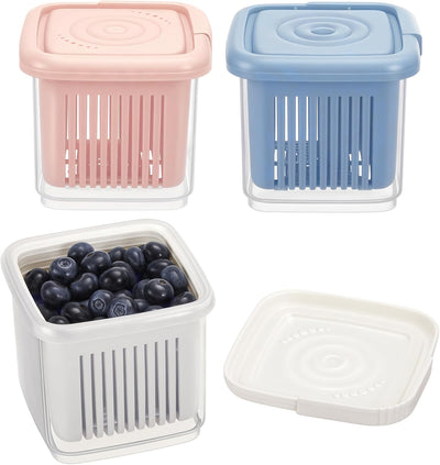 Berry Keeper Baskets with Colander Insert, 1-Quart, 3-Set – Kitchen Fridge Produce Storage Containers