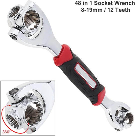 Universal Grip Wrench with 360° Rotating Socket Heads