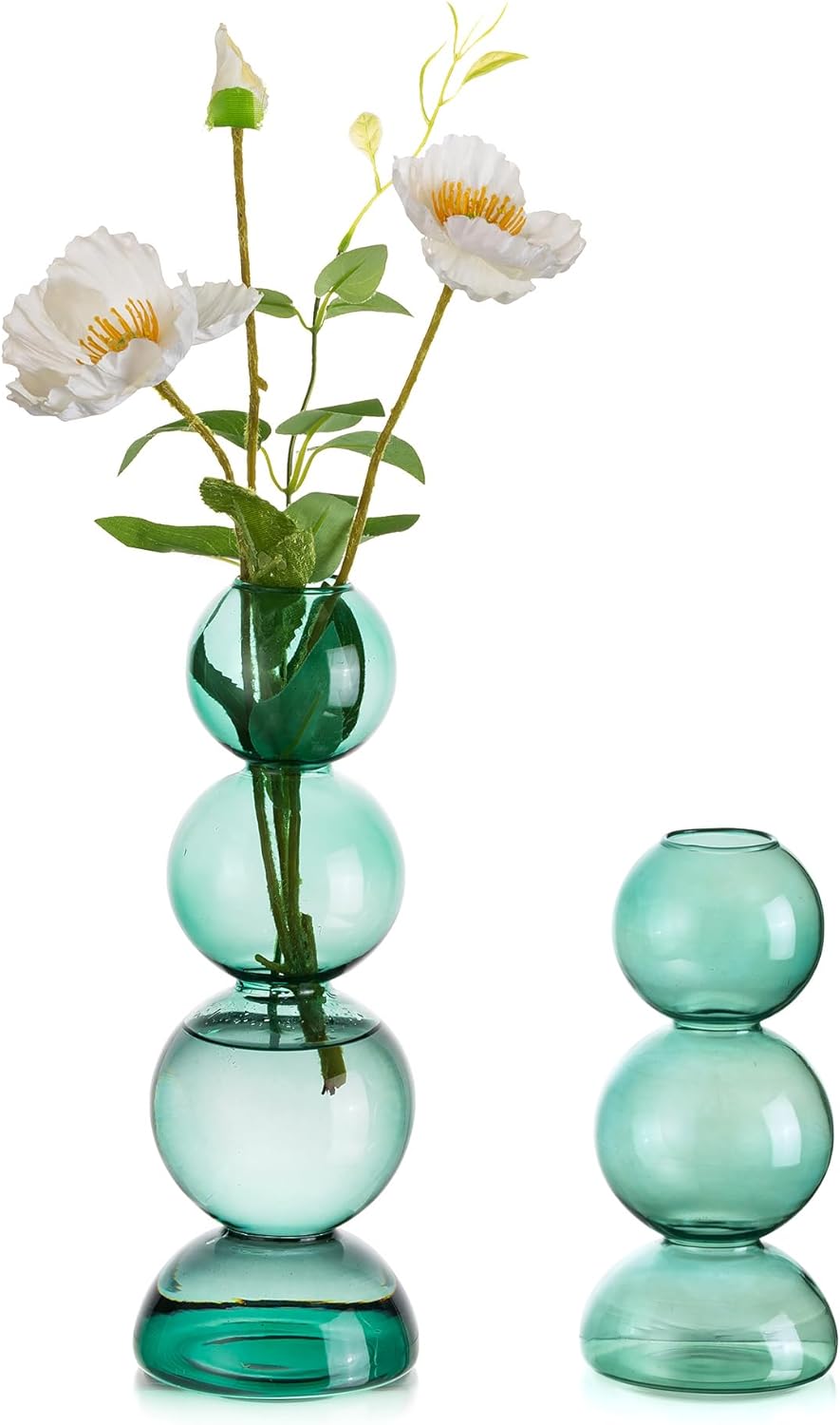 Glass Bubble Vases for Flowers 2pcs Unique Cute Single Flower Vase for Centerpieces (MOQ 10 Sets)