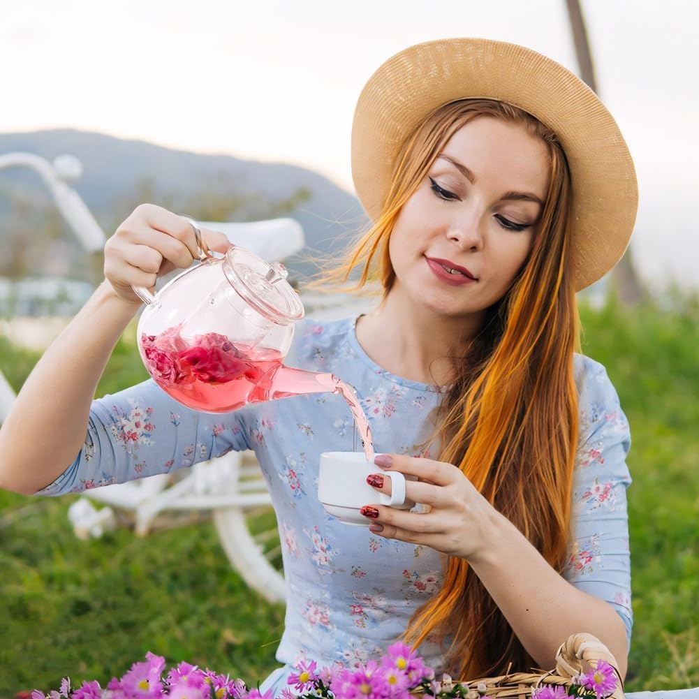 Heat Resistant Borosilicate Glass teapot Blooming and Loose Leaf Tea Maker