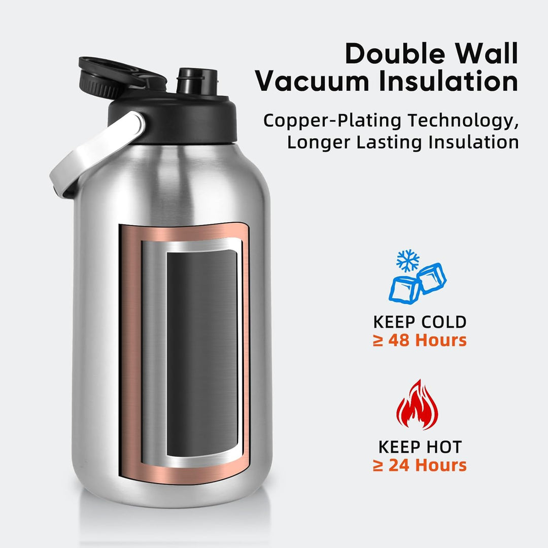 Stainless Steel 1 Gal Insulated Water Bottle For Hot & Cold Drinks