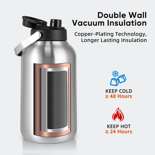 Stainless Steel 1 Gal Insulated Water Bottle For Hot & Cold Drinks