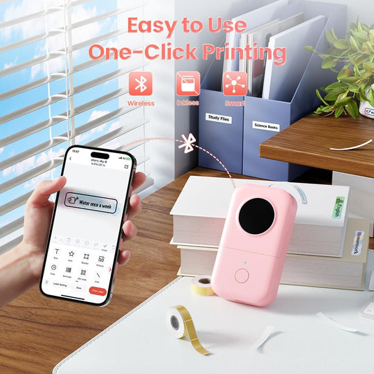 Phomemo D30 Bluetooth Label Maker Machine with Tape – Mini Portable Label Printer for Home, School & Office (MOQ 10 Sets)