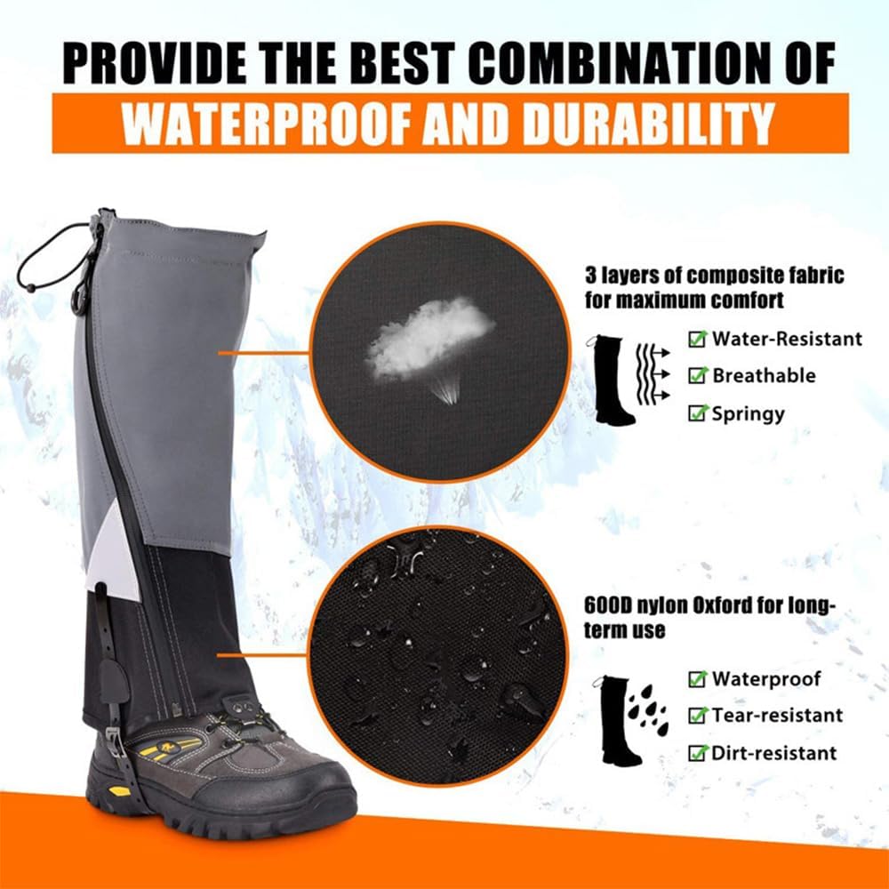 Snake Proof Leg Gaiters – Waterproof Lightweight Nylon Snake Bite Protection Guards for Outdoor Hiking & Climbing