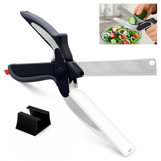 Stainless Steel Blade & Plastic Cutting Board Scissors with Safety Lock (MOQ 10 Set)