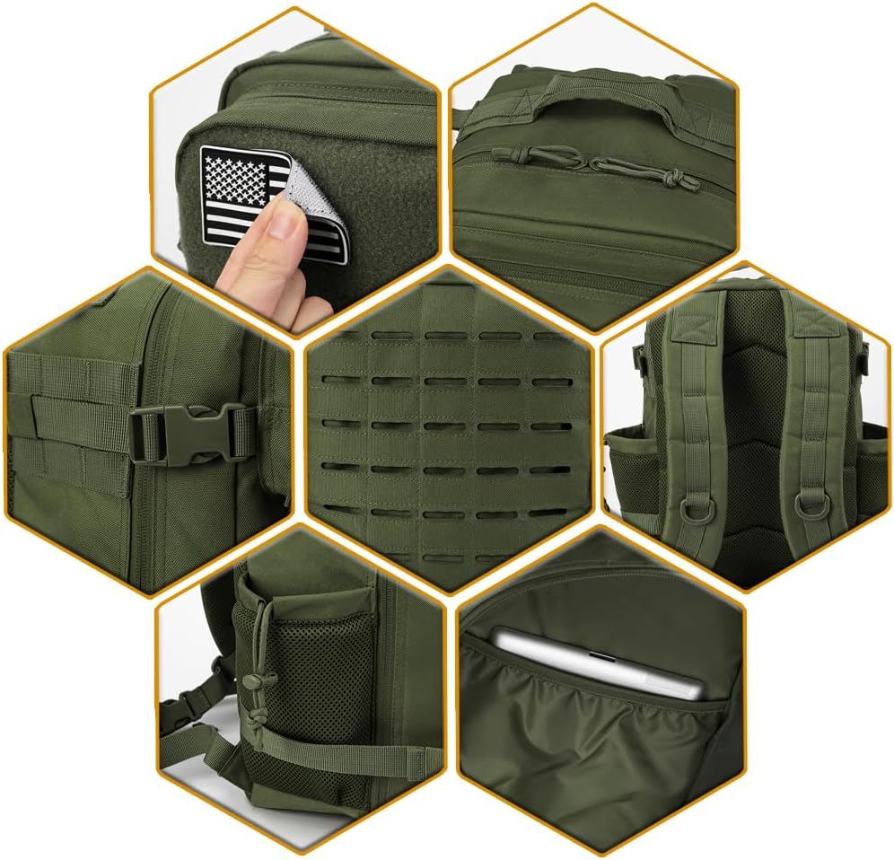 Military Tactical Backpack For Men Molle Daypack 3 Day Bug Out Bag Hikin