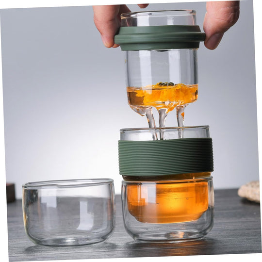 Portable Travel Tea Set with Carrying Case Glass Teapot and Infuser for Loose Leaf Tea (MOQ 10 Sets)