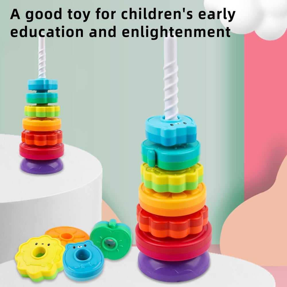 Baby Spinning Stacking Toys for Toddlers Ring Stacker (MOQ 10 Sets)
