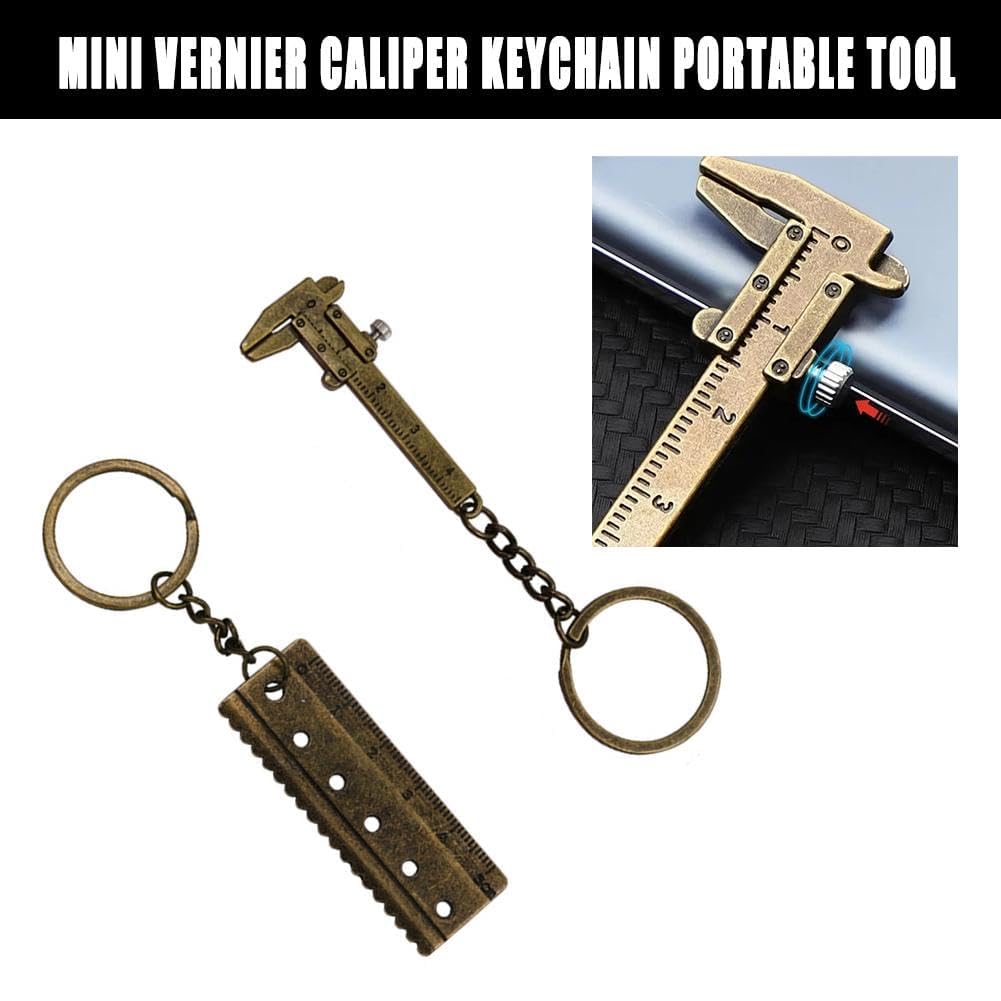 Portable Metal Vernier Caliper Straight Tooth Keychain Measuring Tools (10 Pack)