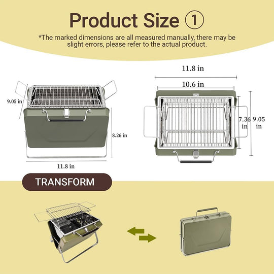 Outdoor Portable Barbecue Grill Briefcase Style Folding Charcoal Camping Grills (MOQ 10 Sets)