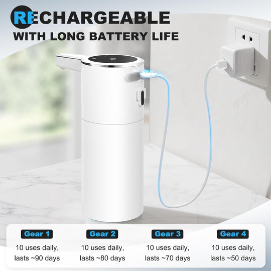 Automatic Soap Dispenser Liquid Touchless 13.52oz/400ml Wall USB Rechargeable (MOQ 10 Sets)