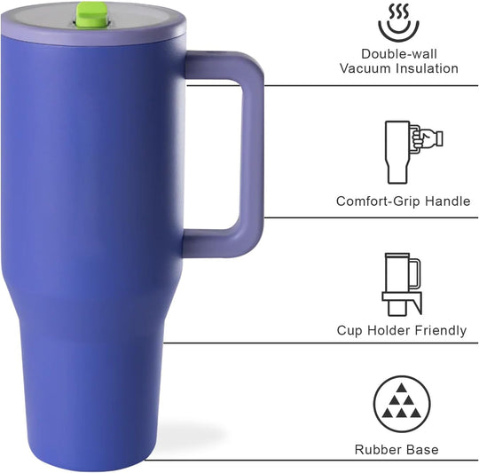 Stainless Steel Tumbler with Handle Straw Vacuum Insulated