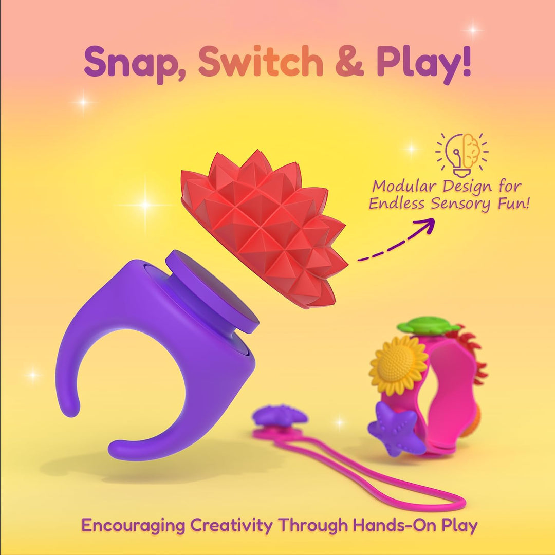 Sensory Wearable Charm Set Toy Rings Necklaces Wristbands Multiple Gameplay (MOQ 10 Sets)