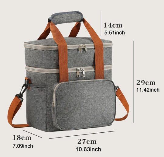Double Layer Insulated Cooler Lunch Bag – 13L Large Capacity, Waterproof Thermal Bag