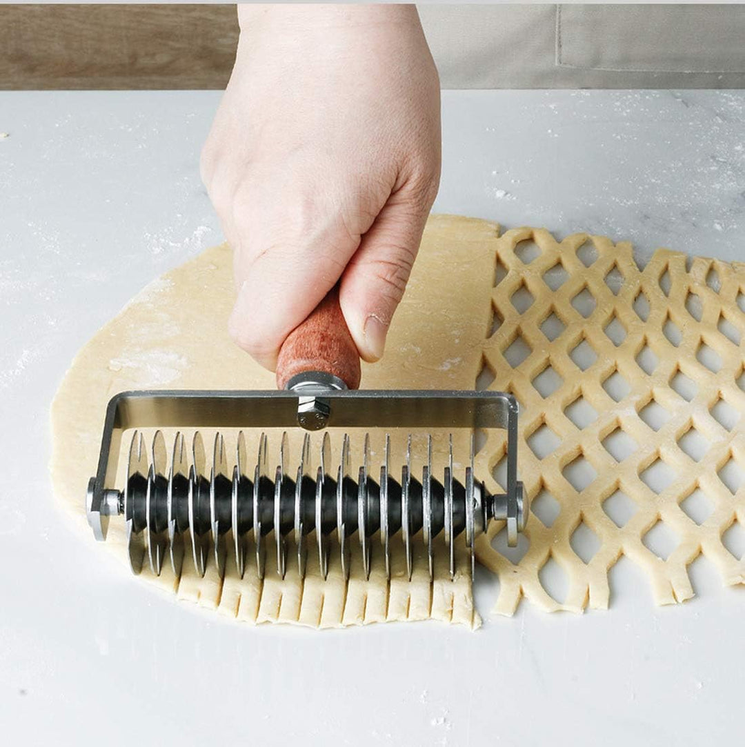Stainless Steel Dough Lattice for Pie Pizza Bread beef wellington Pastry Crust Roller Cutter