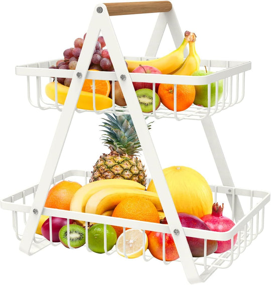 Countertop Fruit Basket,Portable Fruit Bowle for Kitchen Organizer 2 Tier Storage
