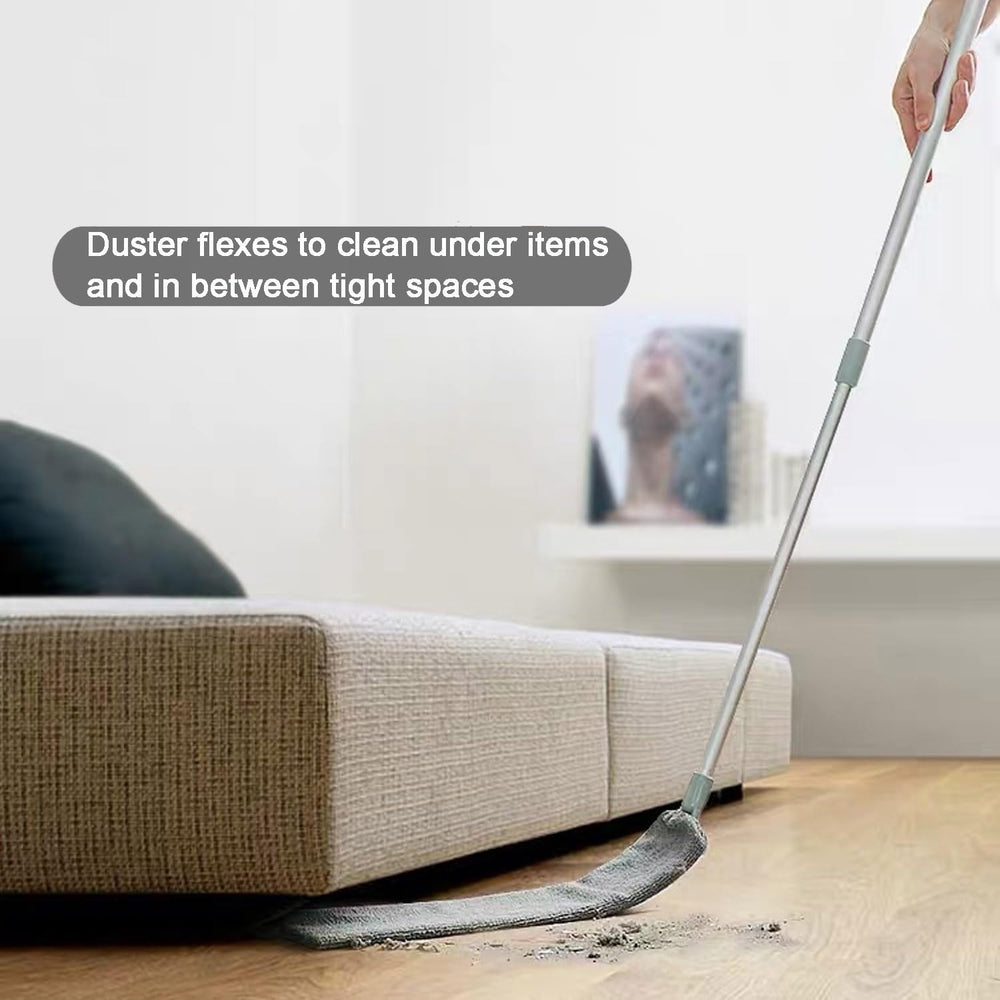 Dust Brush Under Appliance Microfiber Duster with Extension Pole (40 to 55 inches) Bendable (MOQ 10 Sets)
