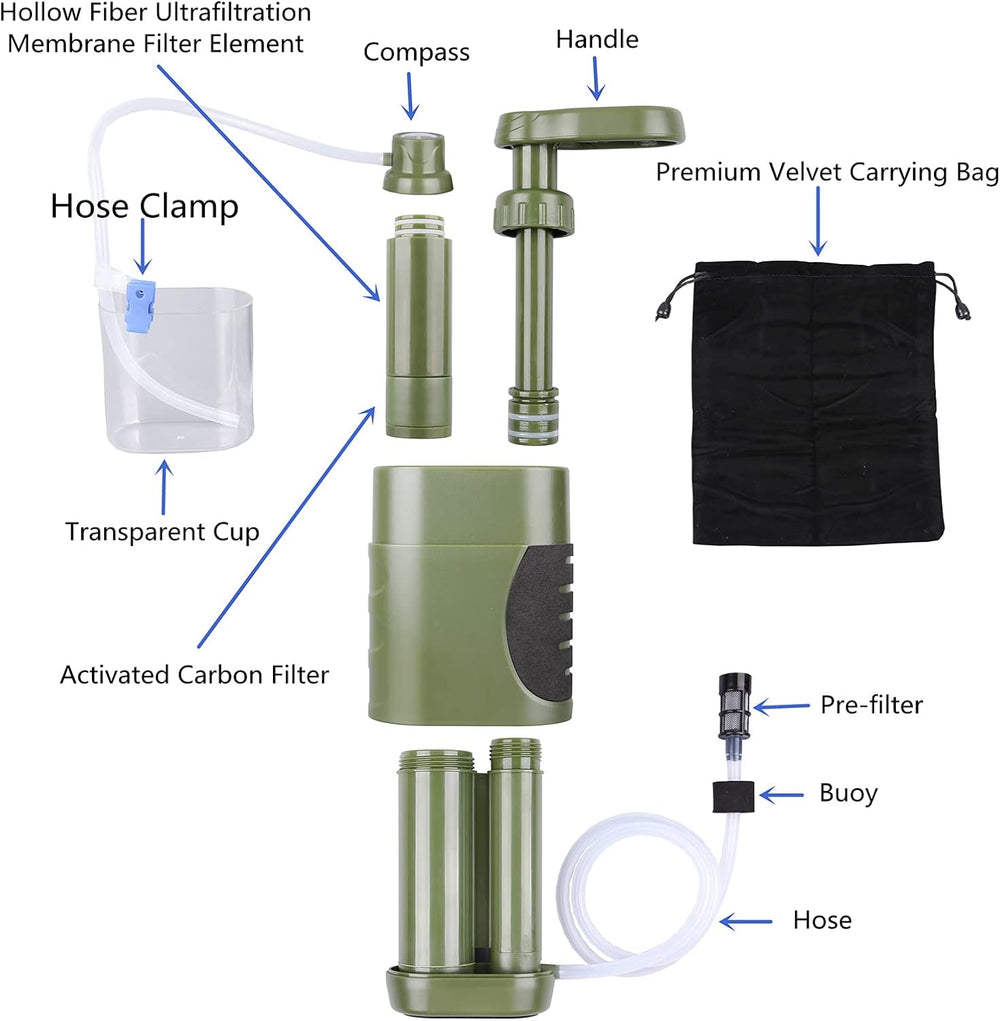 Portable Hand Pump Water Filter,100000Gallons Camping Water Filter Survival (MOQ 10 Sets)